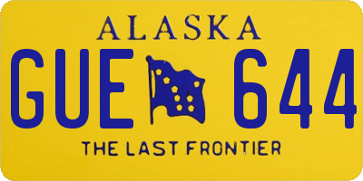 AK license plate GUE644