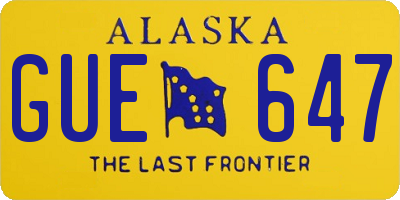 AK license plate GUE647