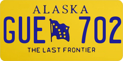 AK license plate GUE702