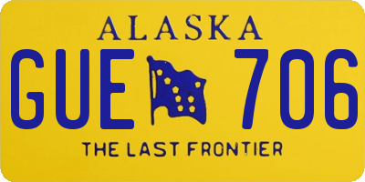 AK license plate GUE706
