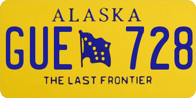 AK license plate GUE728
