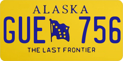 AK license plate GUE756