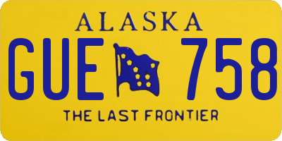 AK license plate GUE758