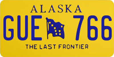 AK license plate GUE766