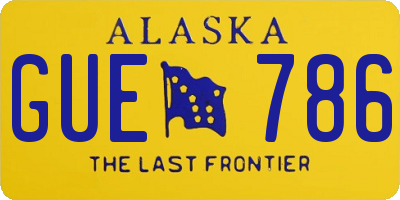 AK license plate GUE786