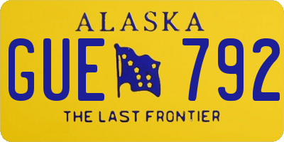 AK license plate GUE792