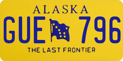AK license plate GUE796