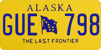 AK license plate GUE798