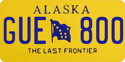 AK license plate GUE800