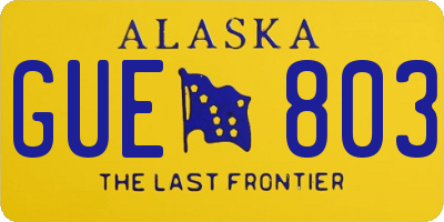 AK license plate GUE803