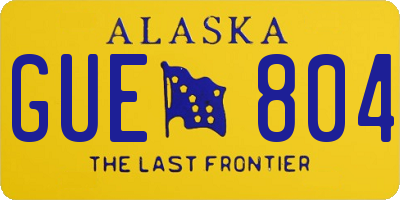 AK license plate GUE804