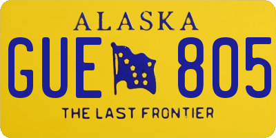 AK license plate GUE805