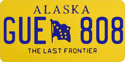 AK license plate GUE808