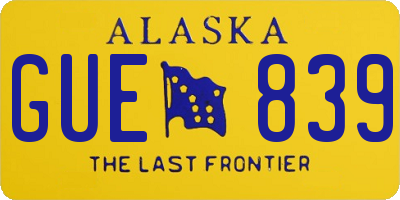 AK license plate GUE839