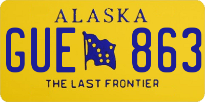 AK license plate GUE863