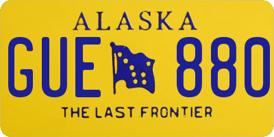 AK license plate GUE880