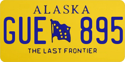 AK license plate GUE895