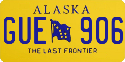 AK license plate GUE906
