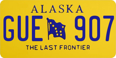 AK license plate GUE907