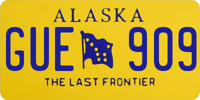 AK license plate GUE909
