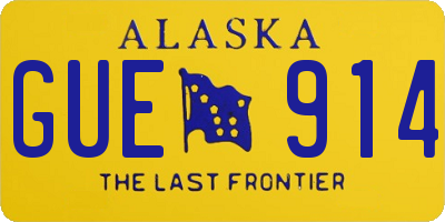 AK license plate GUE914