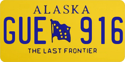 AK license plate GUE916