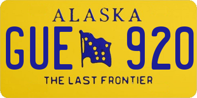AK license plate GUE920