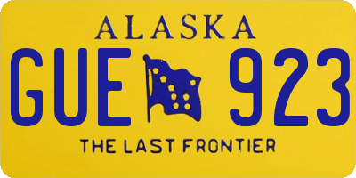 AK license plate GUE923
