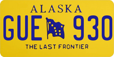 AK license plate GUE930
