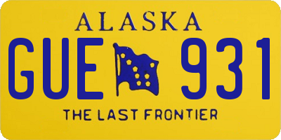 AK license plate GUE931