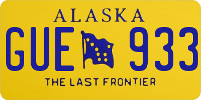 AK license plate GUE933