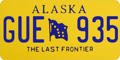 AK license plate GUE935