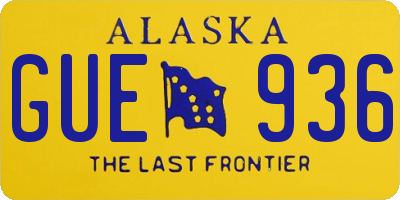 AK license plate GUE936