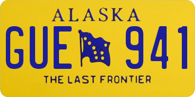 AK license plate GUE941