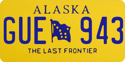 AK license plate GUE943