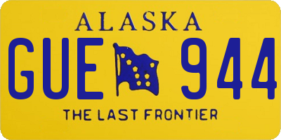 AK license plate GUE944