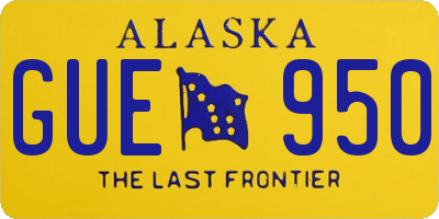 AK license plate GUE950