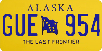AK license plate GUE954