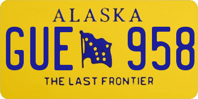 AK license plate GUE958