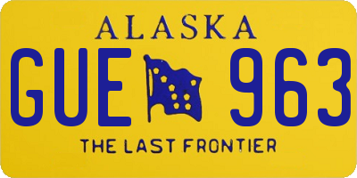 AK license plate GUE963