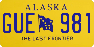 AK license plate GUE981