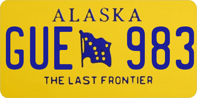 AK license plate GUE983