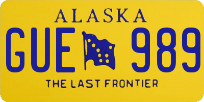 AK license plate GUE989