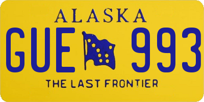 AK license plate GUE993