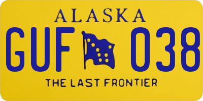 AK license plate GUF038