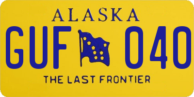 AK license plate GUF040