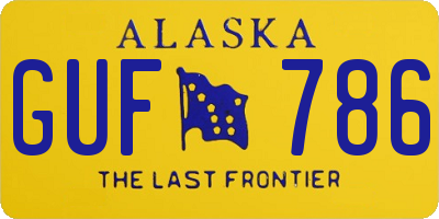 AK license plate GUF786