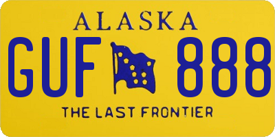 AK license plate GUF888