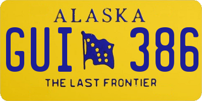 AK license plate GUI386