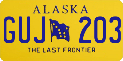 AK license plate GUJ203